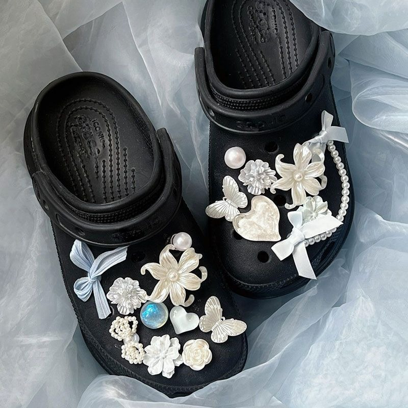 Croc Style Clog - Adornos de cinta de mariposa elegantes
