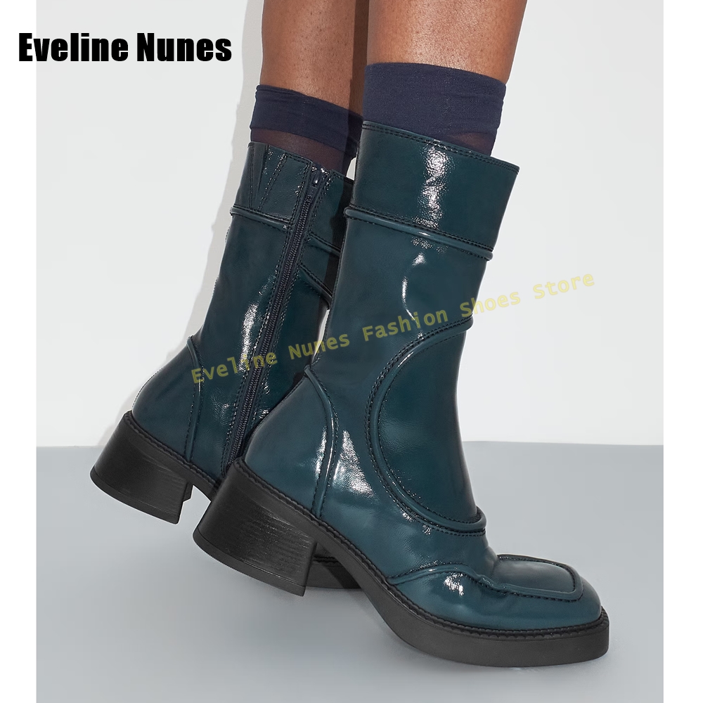 High Knee Heel Boots - Botas de moda con punta cuadrada