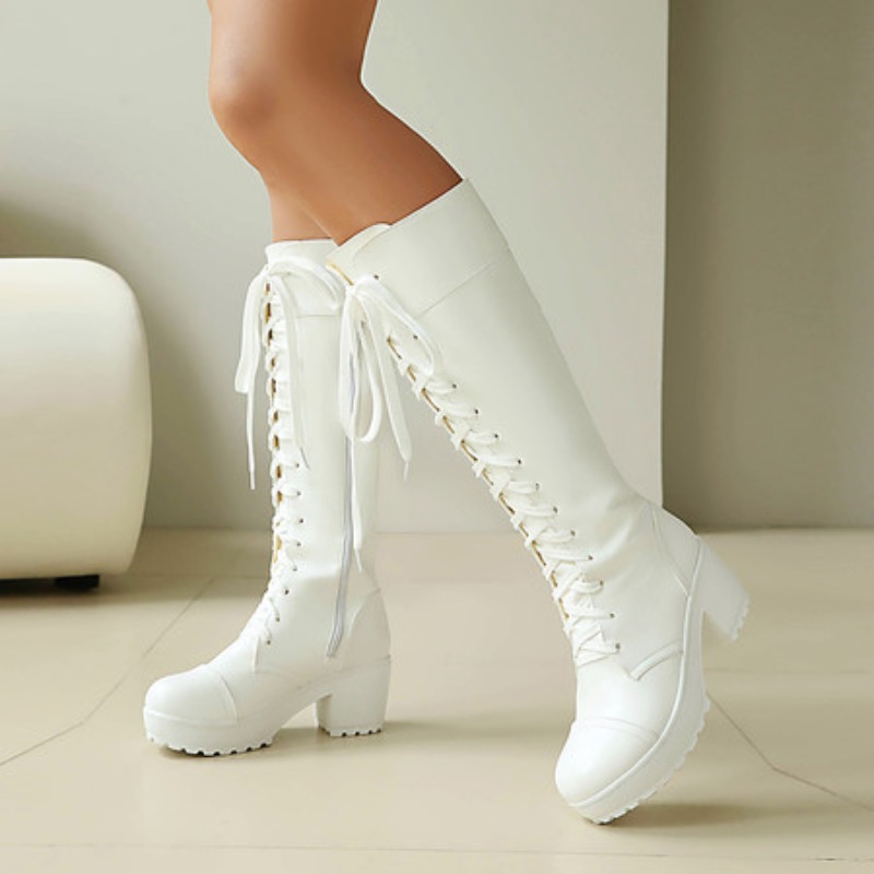 High Knee Heel Boots - Botas de combate hasta la rodilla