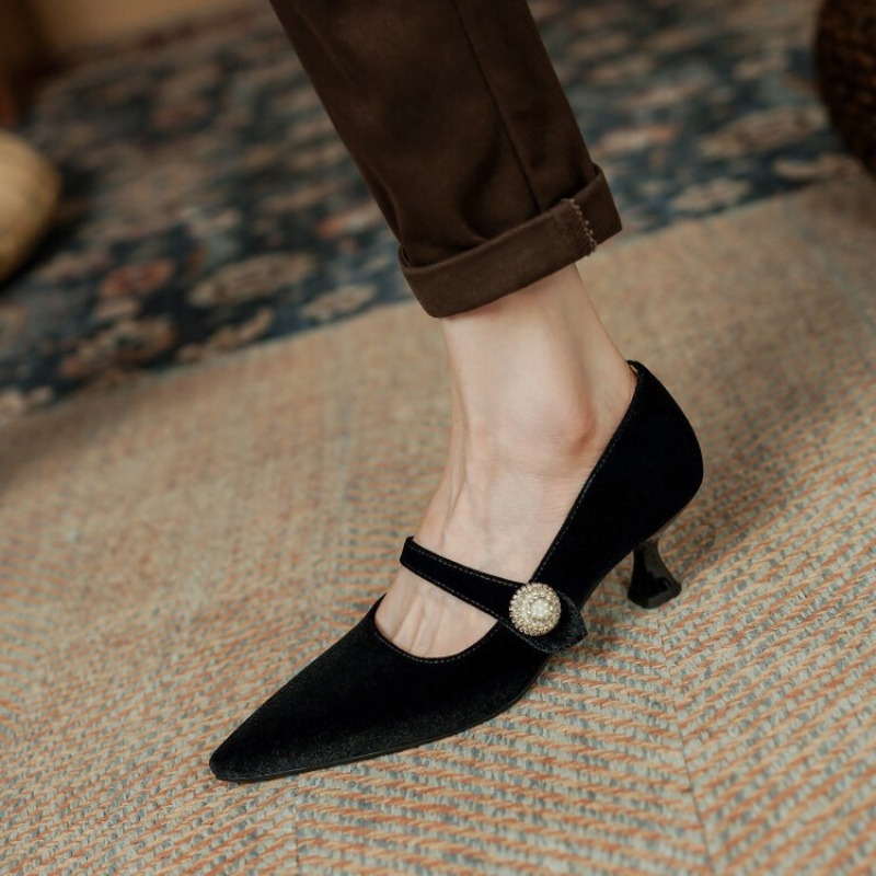 Zapatos Mary Jane con punta pu - Women'S Heels reseña y precio